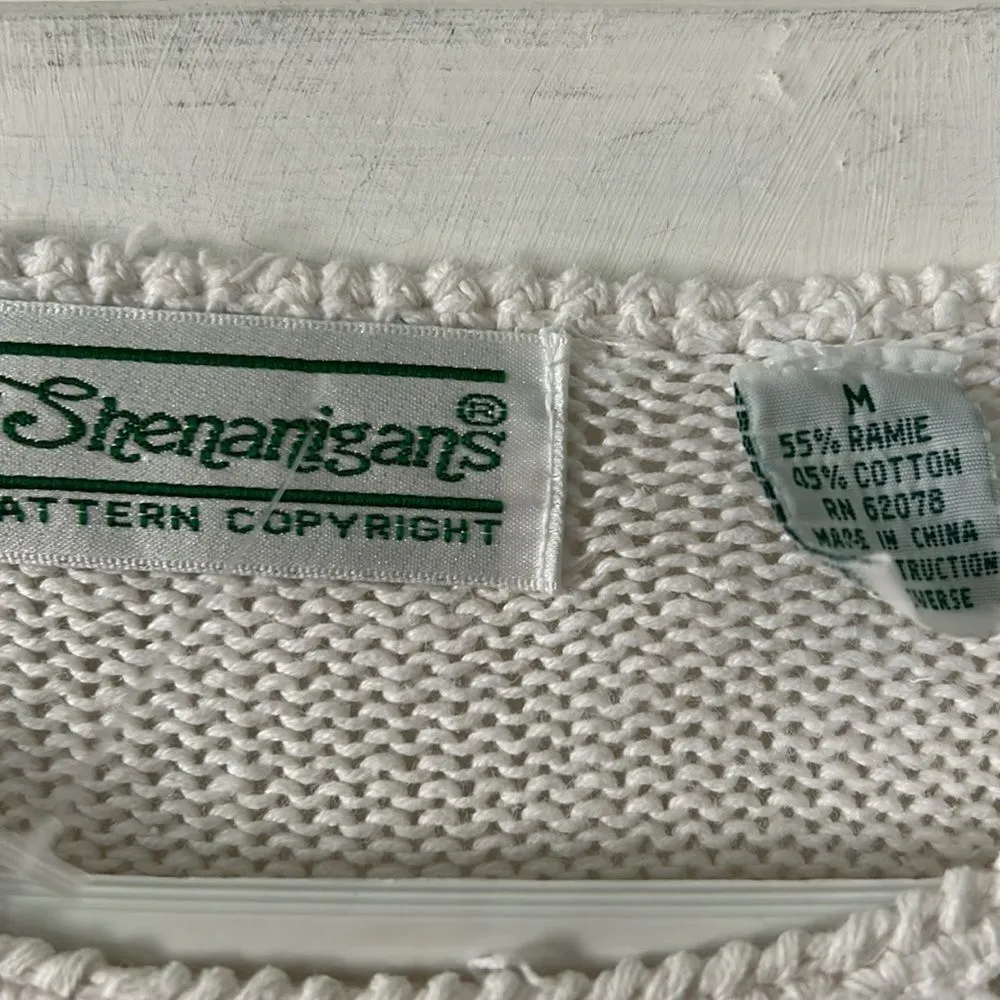 VIntage Shenanigans white Cotton/Ramie short sleeve knit sweater - Image 3
