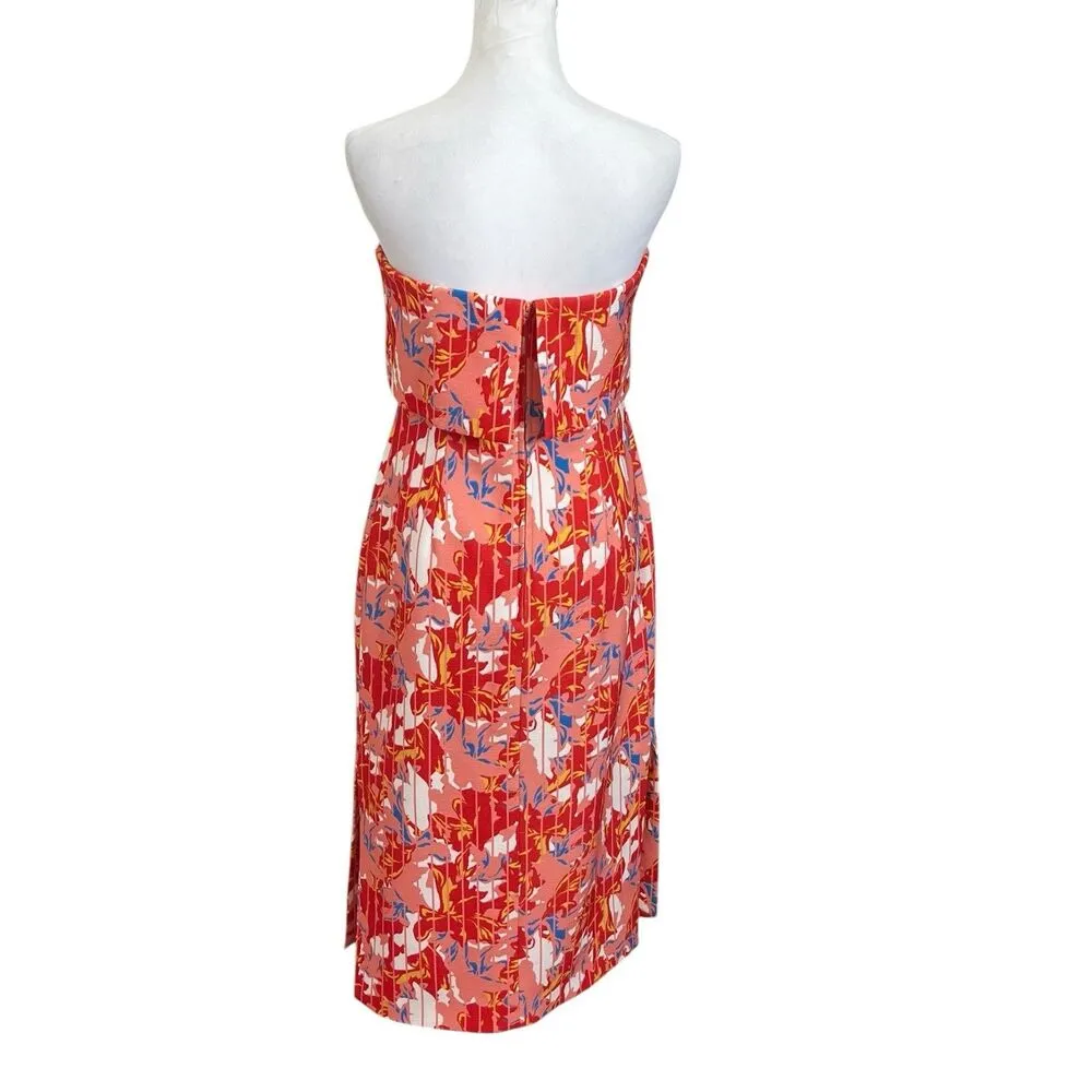 C/MEO Collective Strapless Coral Print Midi Dress Women’s Size Large - Image 4
