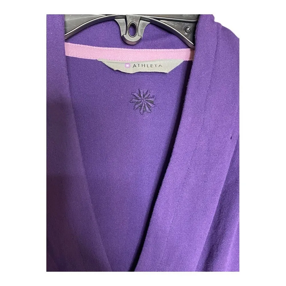NWT Athleta Suedy Lady Dress XXS Nightshade Purple Long Sleeve Mini Surplice - Image 4