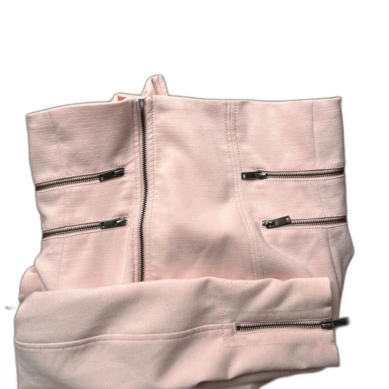 Banana Republic Women Moto Jacket zippers 8 pink - Image 7