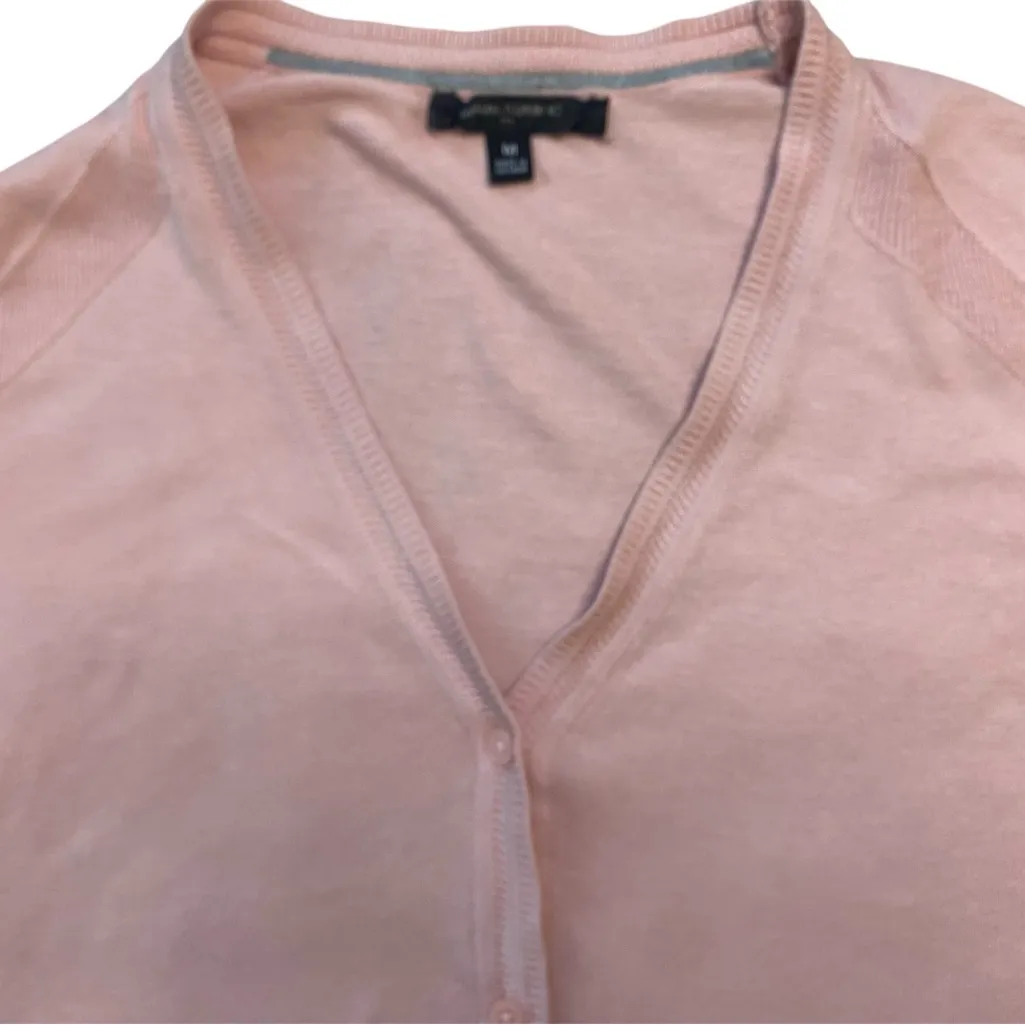 Banana Republic Light Pink Cotton V-Neck Long Sleeve Button-Up Cardigan - Image 2