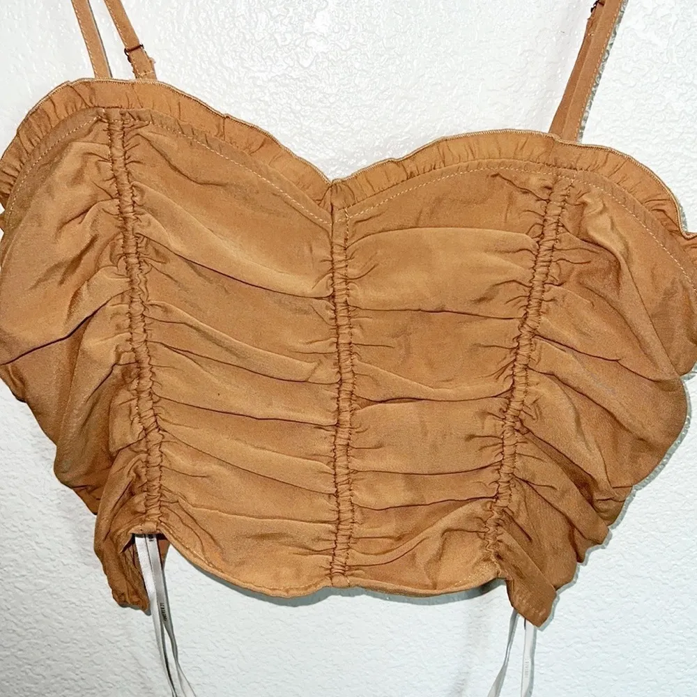 Forever21 Women’s Camel Club Party Ruched Cropped Tank Top NEW - Image 3