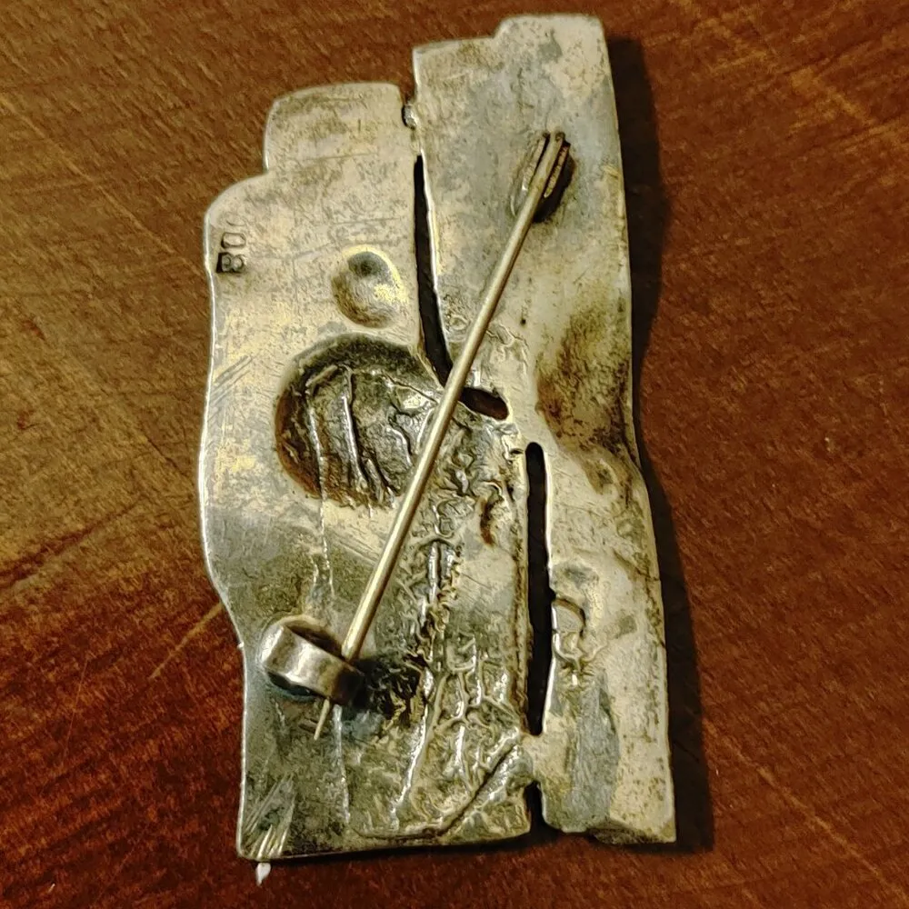 Spartan Mural Vintage Greek Warrior Brooch Shield Helmet Design Unique Split Silver - Image 2