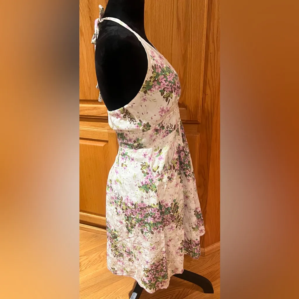 Anthropologie x Anna Sui Hidden Grove Floral Silk Ruched Halter Dress Size 8 - Image 5
