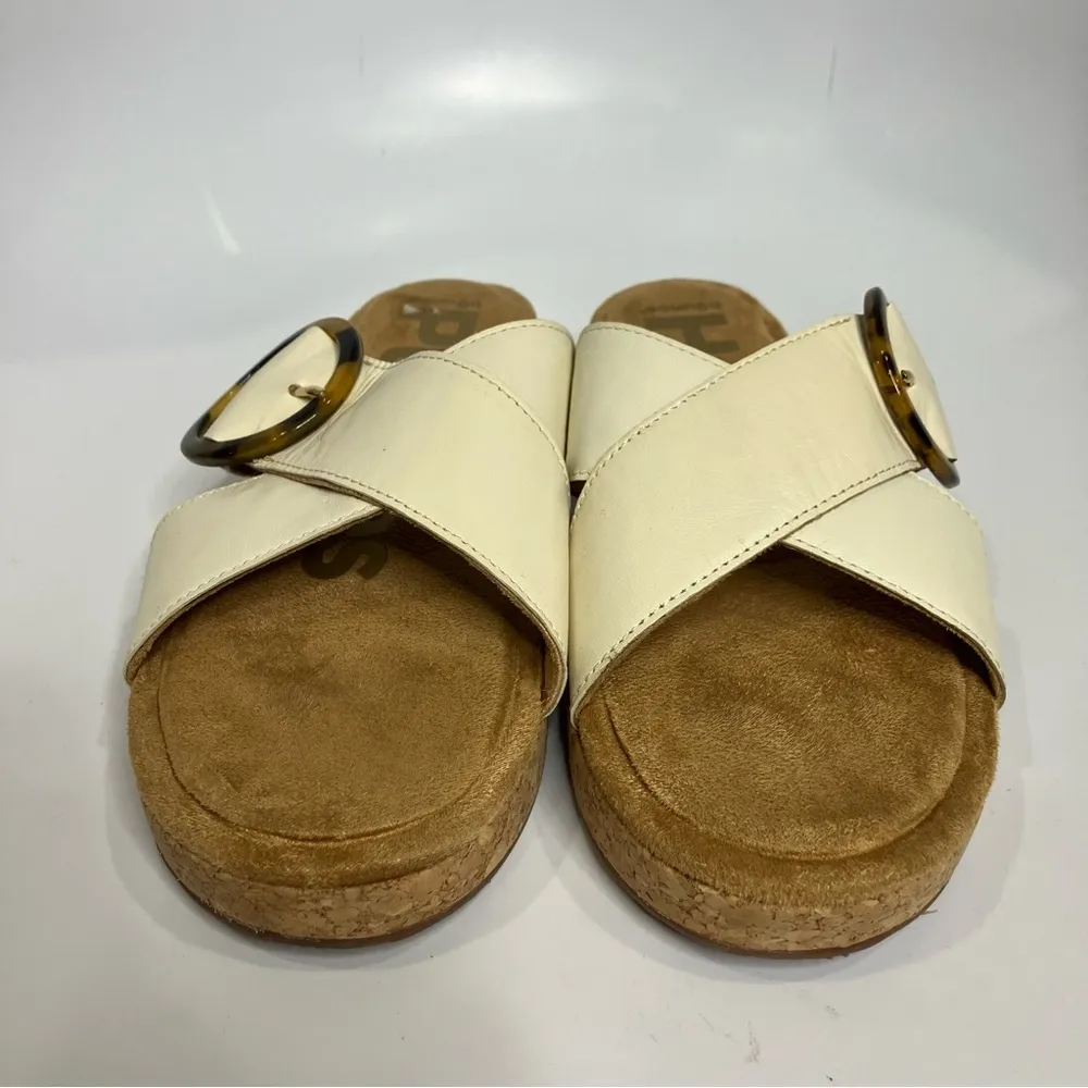 Hush puppies‎ June platform criss cross sandals slides white tan women’s size 10 - Image 3