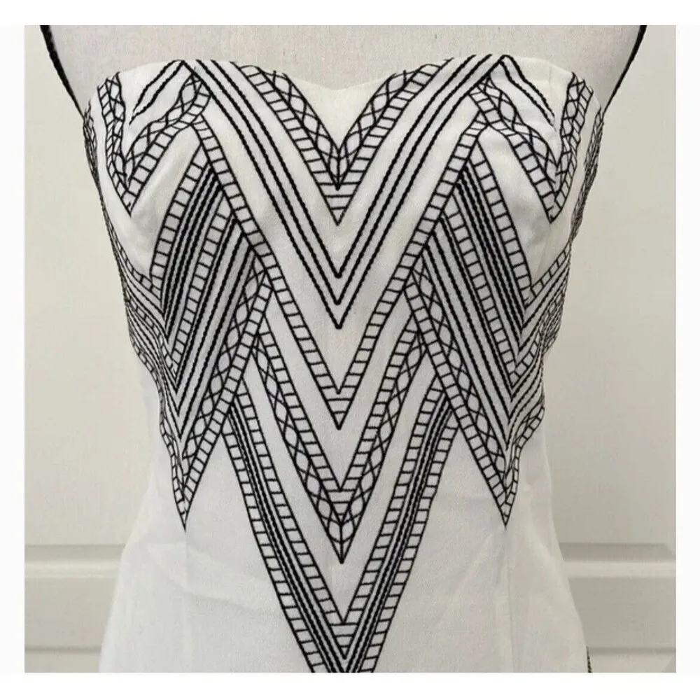 Free People Radiating Angels White Flowy Embroidered Strapless Mini Dress Sz S - Image 7