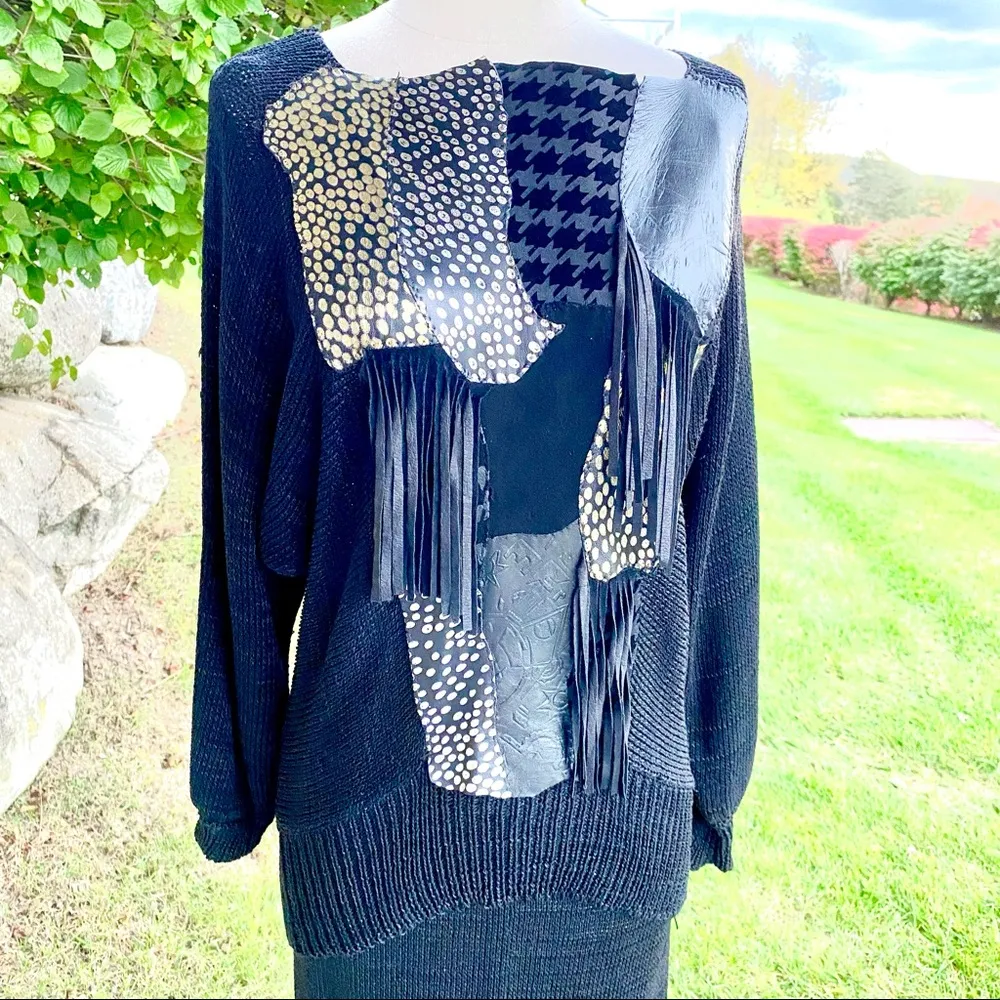 Shanna Vintage Black Knit Skirt & Sweater Set - Image 4