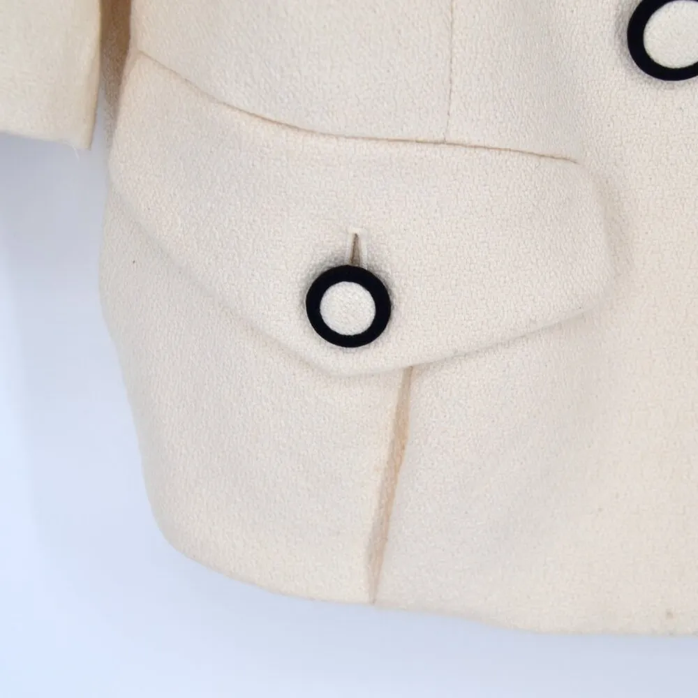 3.1 Phillip Lim Double Breasted Short Coat Cream Cotton 3/4 Sleeve Women's 2 - Image 3