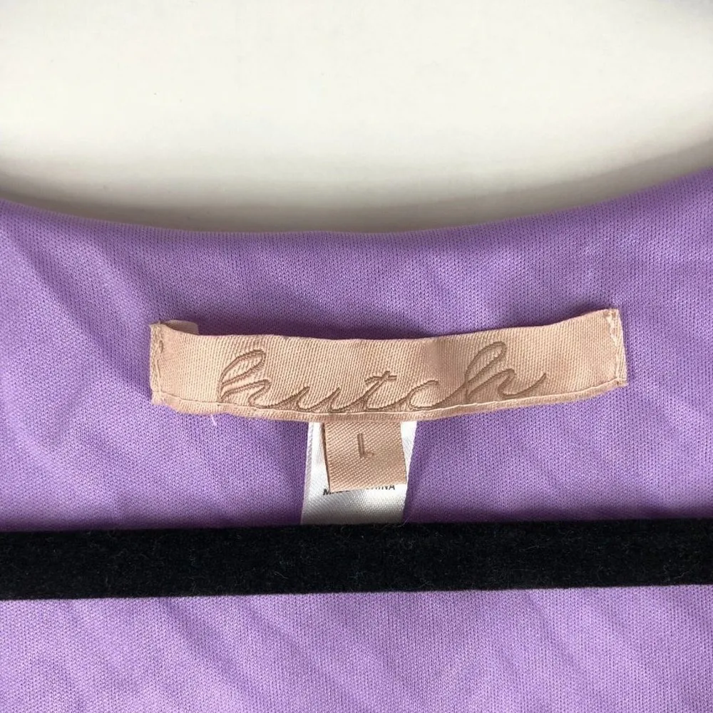 Hutch Anthropologie Womens A Line Dress Pleated Short Sleeve V Neck Purple L - Image 6