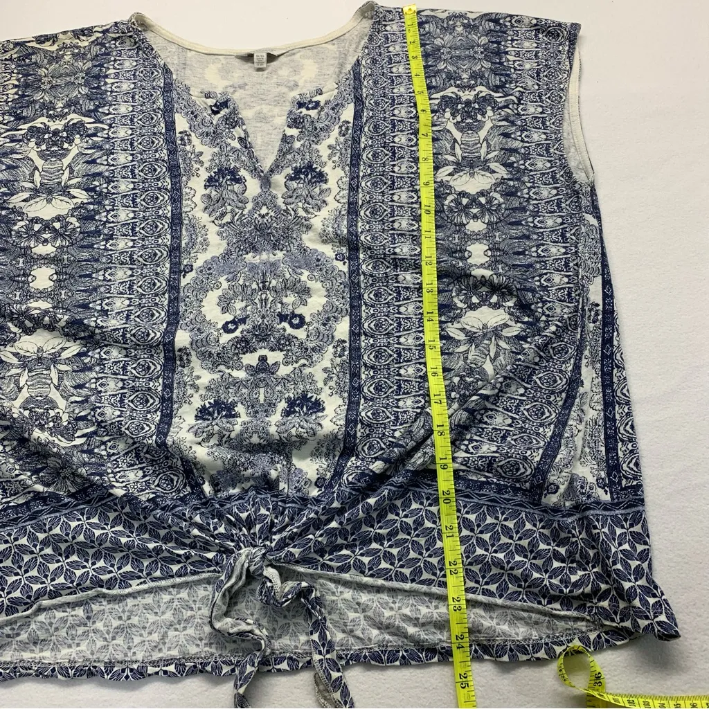 Lucky Brand Blue Sleeveless Tie Front Blouse - Image 9