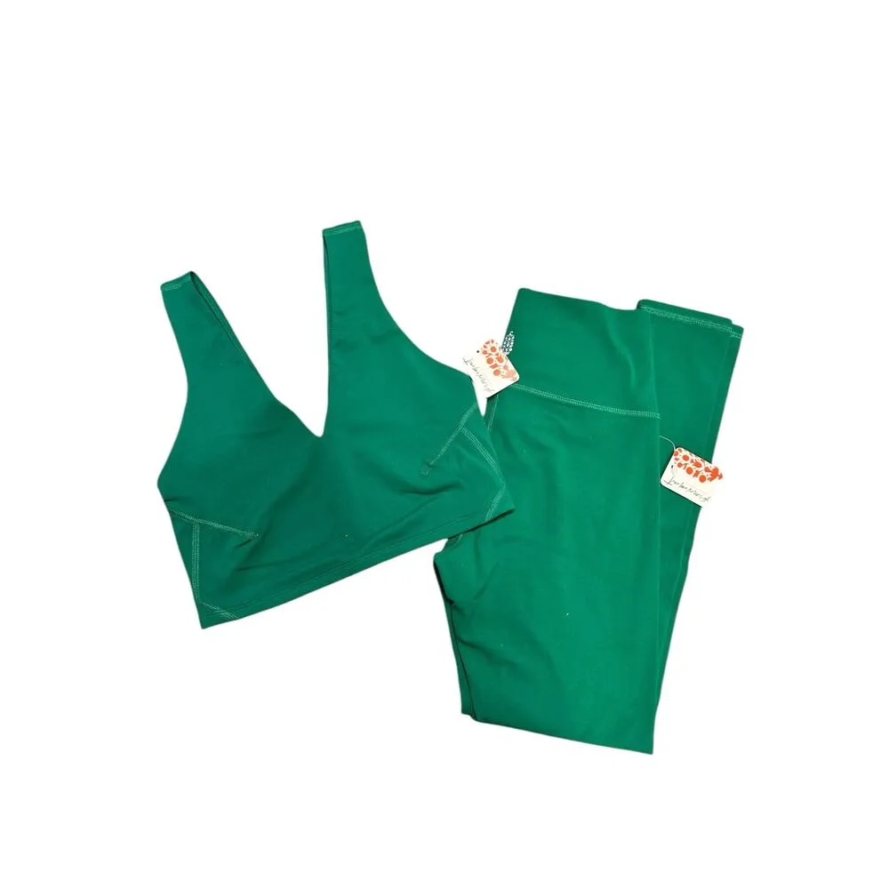 Free People Movement Never Better Crop Top and Leggings Set Green - Image 5