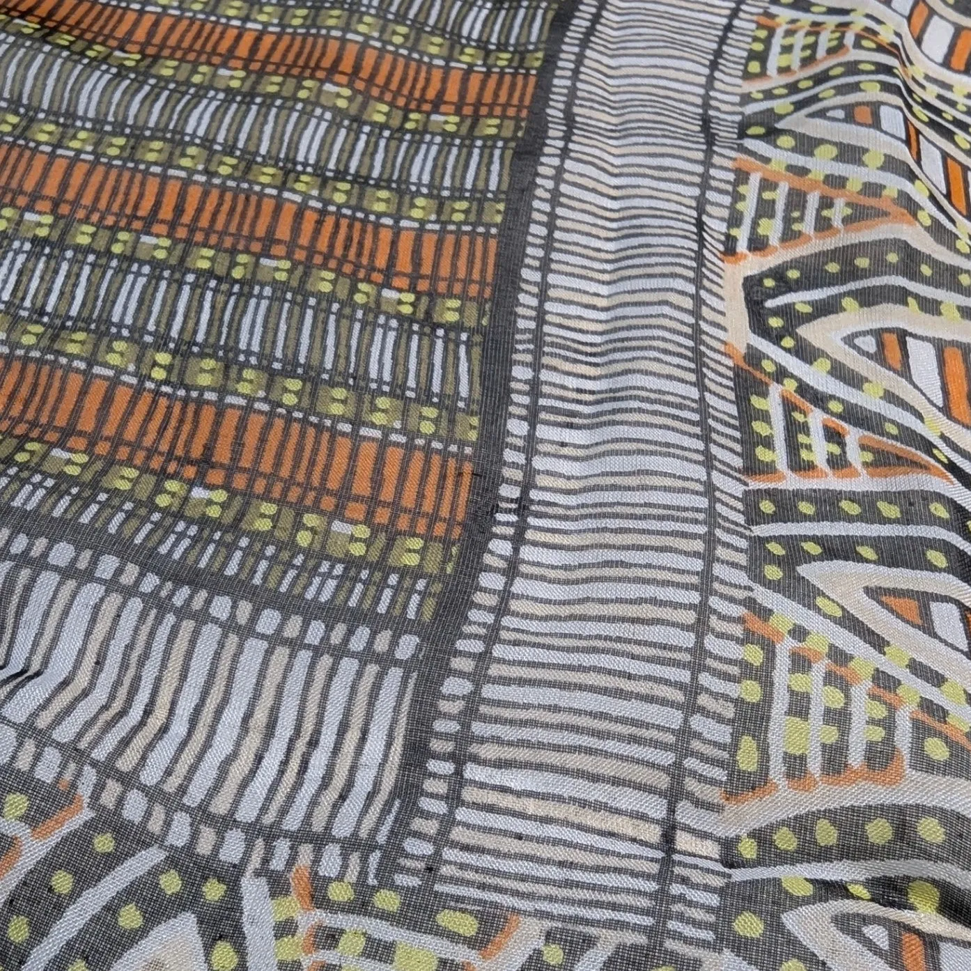 Vince Camuto Persimmon Orange Abstract Print Sheer Scarf One Size - Image 4