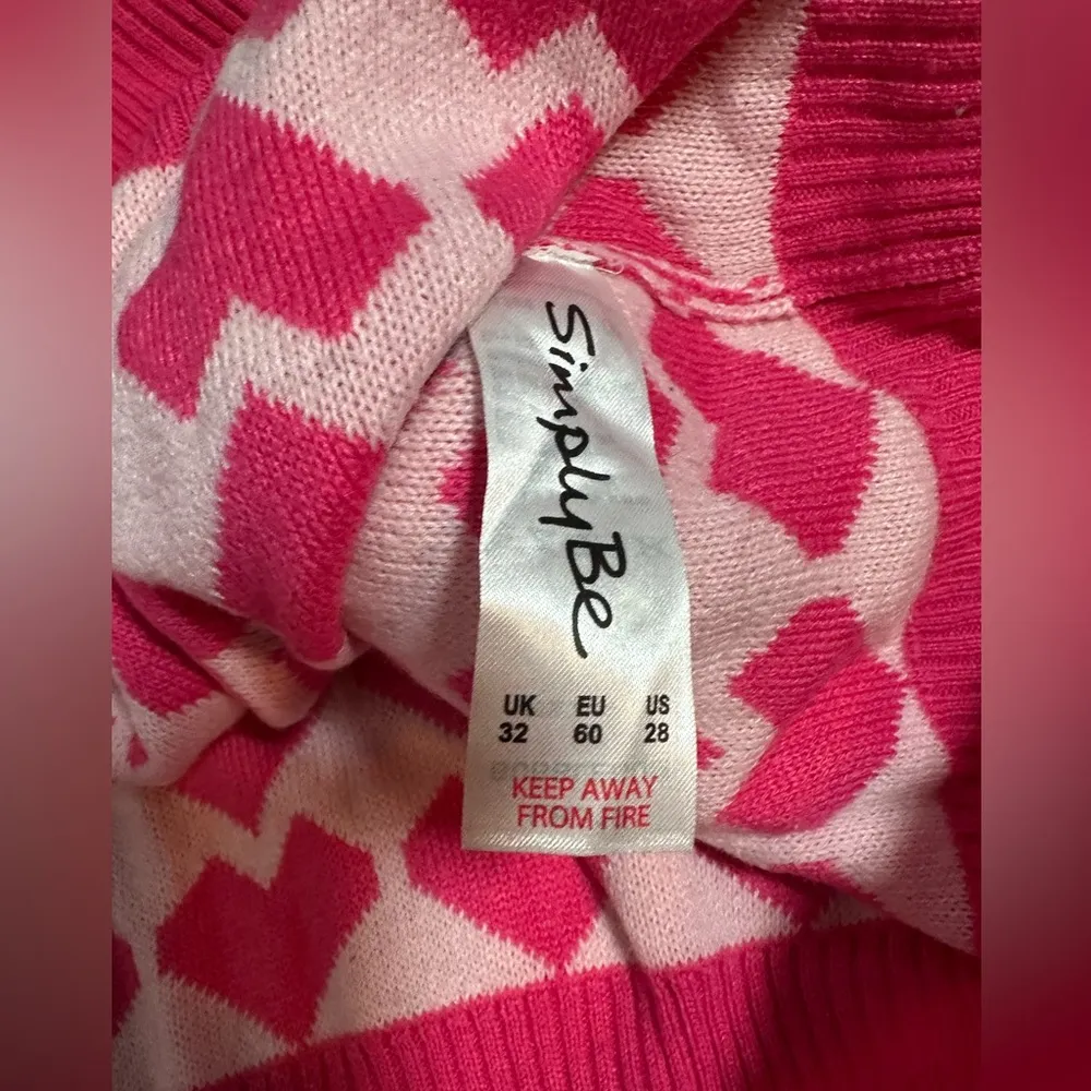 Vintage Simply Be Oversized Pink Heart Women’s Cardigan Sweater w Heart Buttons Size 4X - Image 7