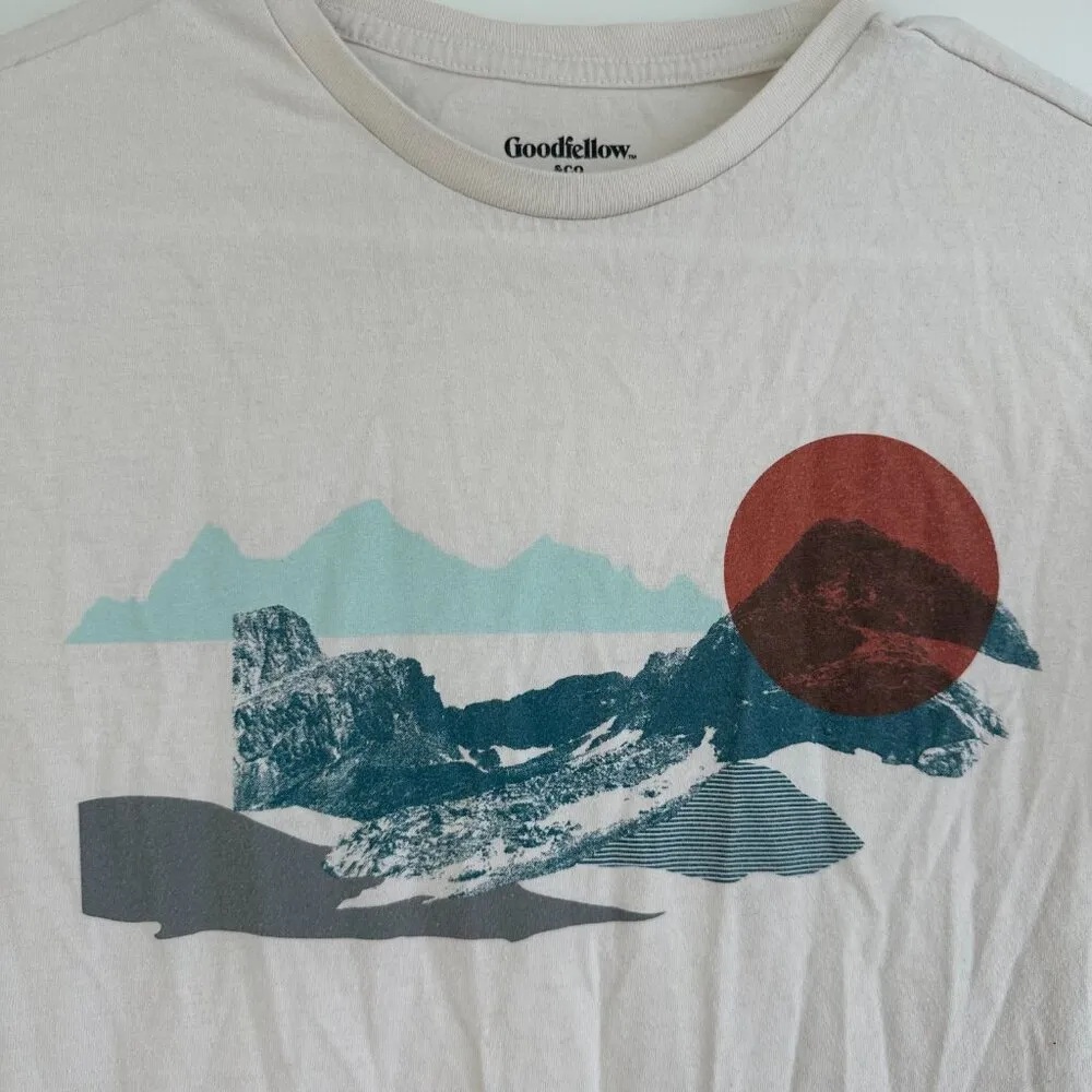 Goodfellow Short Sleeve Graphic T-Shirt S Cream Mountain Sun Dog Bone - Image 5