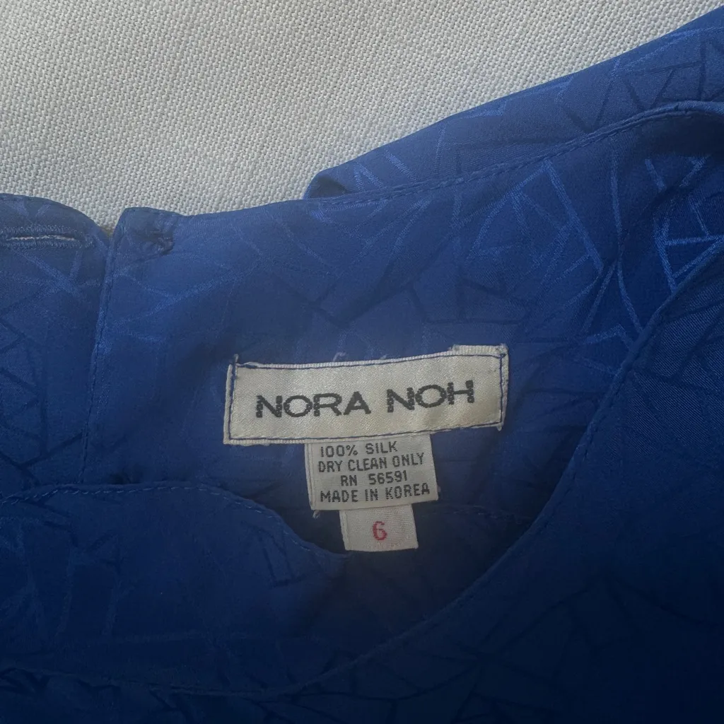 Vintage Nora Noh Silk Dress Blue Size 6 - Image 8