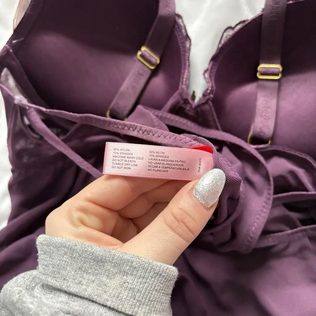 NWT Juicy Couture Intimates Chemise Slip G String Purple Womens Size Medium Sexy - Image 13