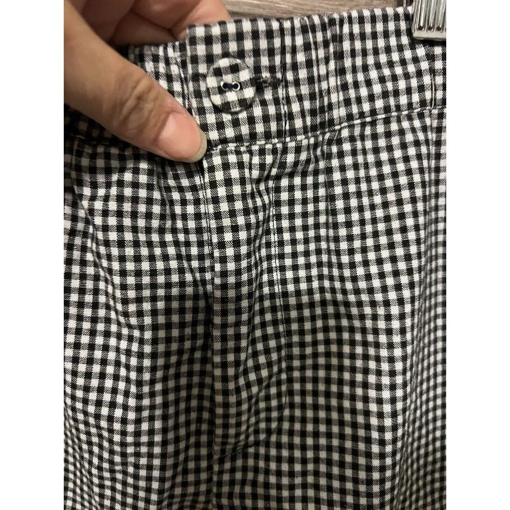 Brandy Melville Women Black Gingham Plaid Pants Sz XS Retro Elastic Waist - Image 2