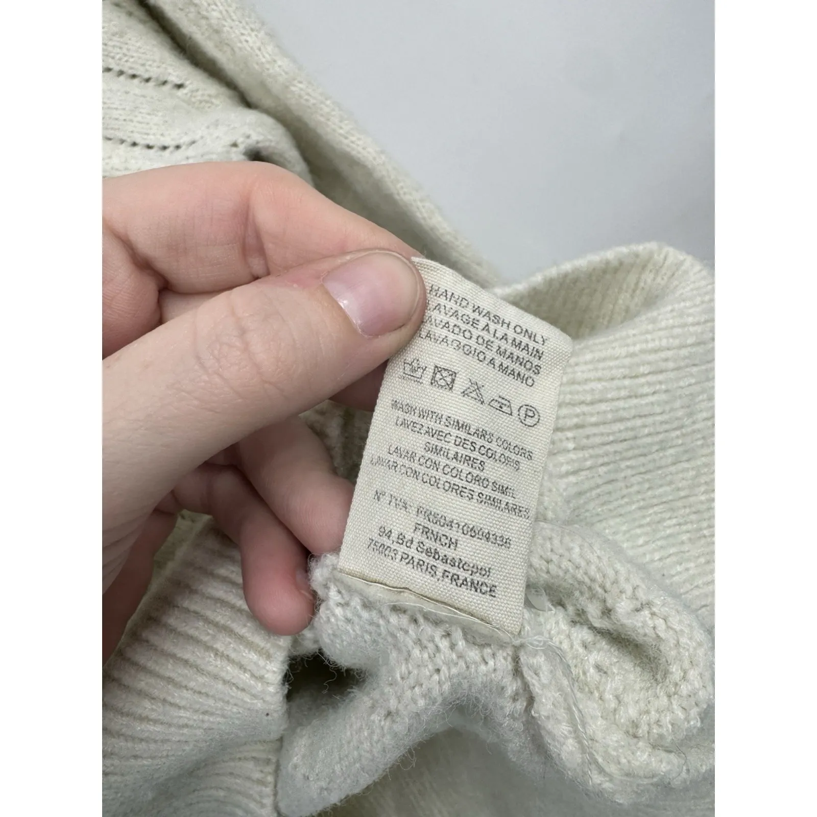 FRNCH Paris Ruffle Sweater Women Medium Ivory Coquette Preppy Whimsical Feminine - Image 5