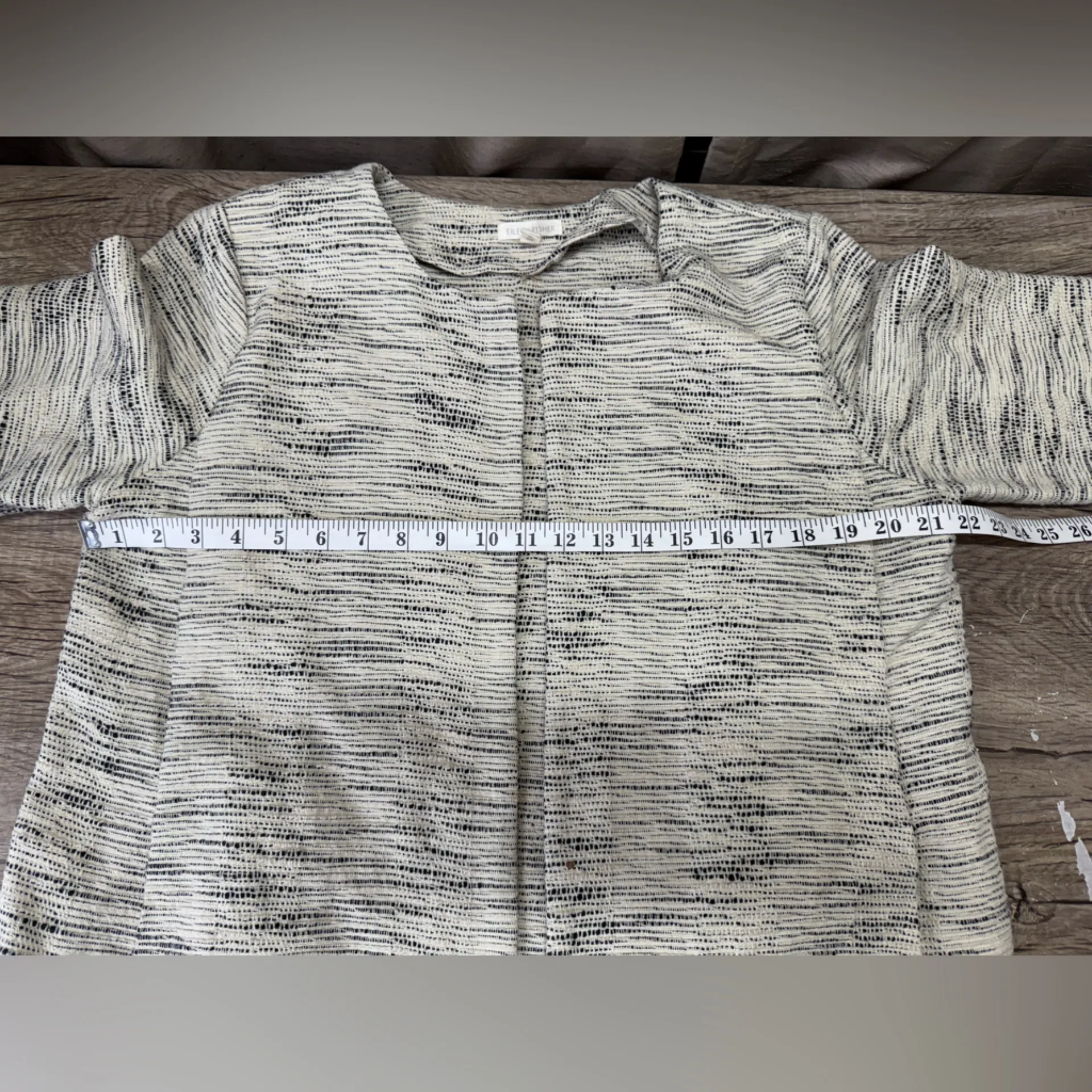 Eileen Fisher Hand-loomed Cotton Furrows Round‎ Neck Jacket Size large - Image 5