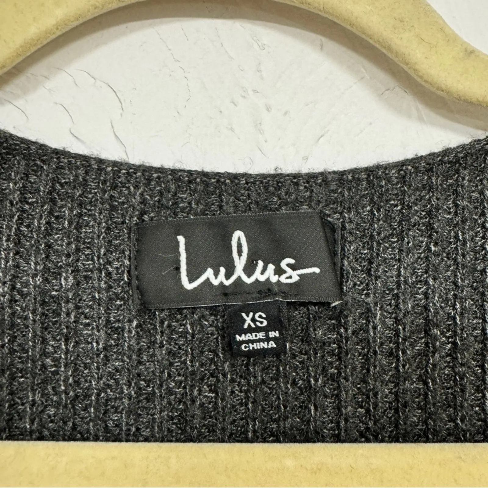 Lulus Grey Mini Sweater Dress Womens XS Balloon Sleeve Preppy Casual Ribbed Knit - Image 5