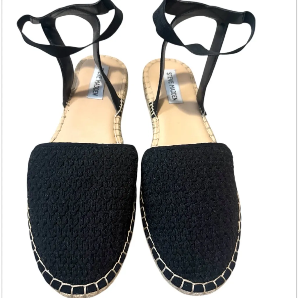 Steve Madden Black Espadrille Sandals with Ankle Straps - Image 4