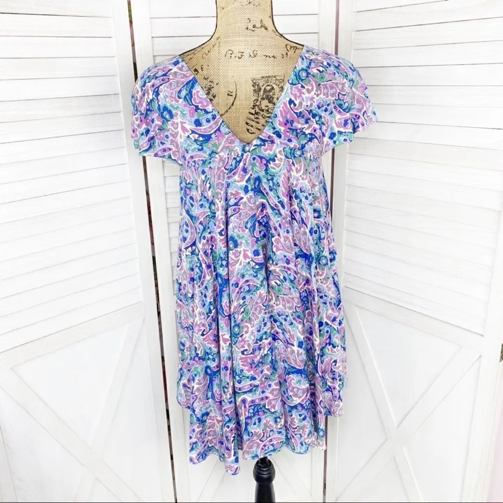 Matilda Jane In The Maze Floral Paisley Flutter Sleeve Tunic Top Blue Pink Small - Image 7