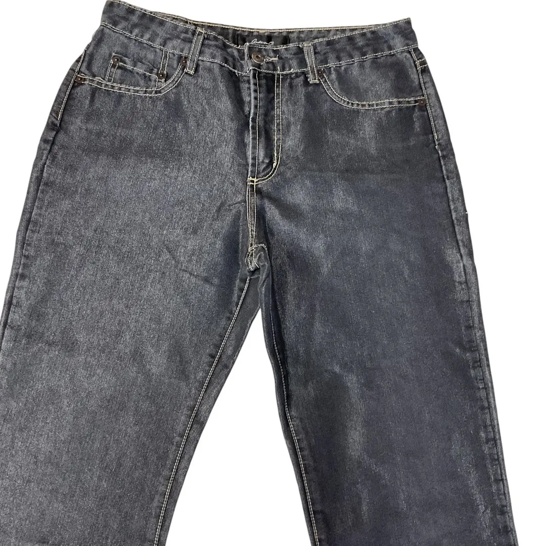 Arden B. Women's Waxed Shimmery Black Jeans Lightly Distressed Boot Cut Size 8 - Image 3