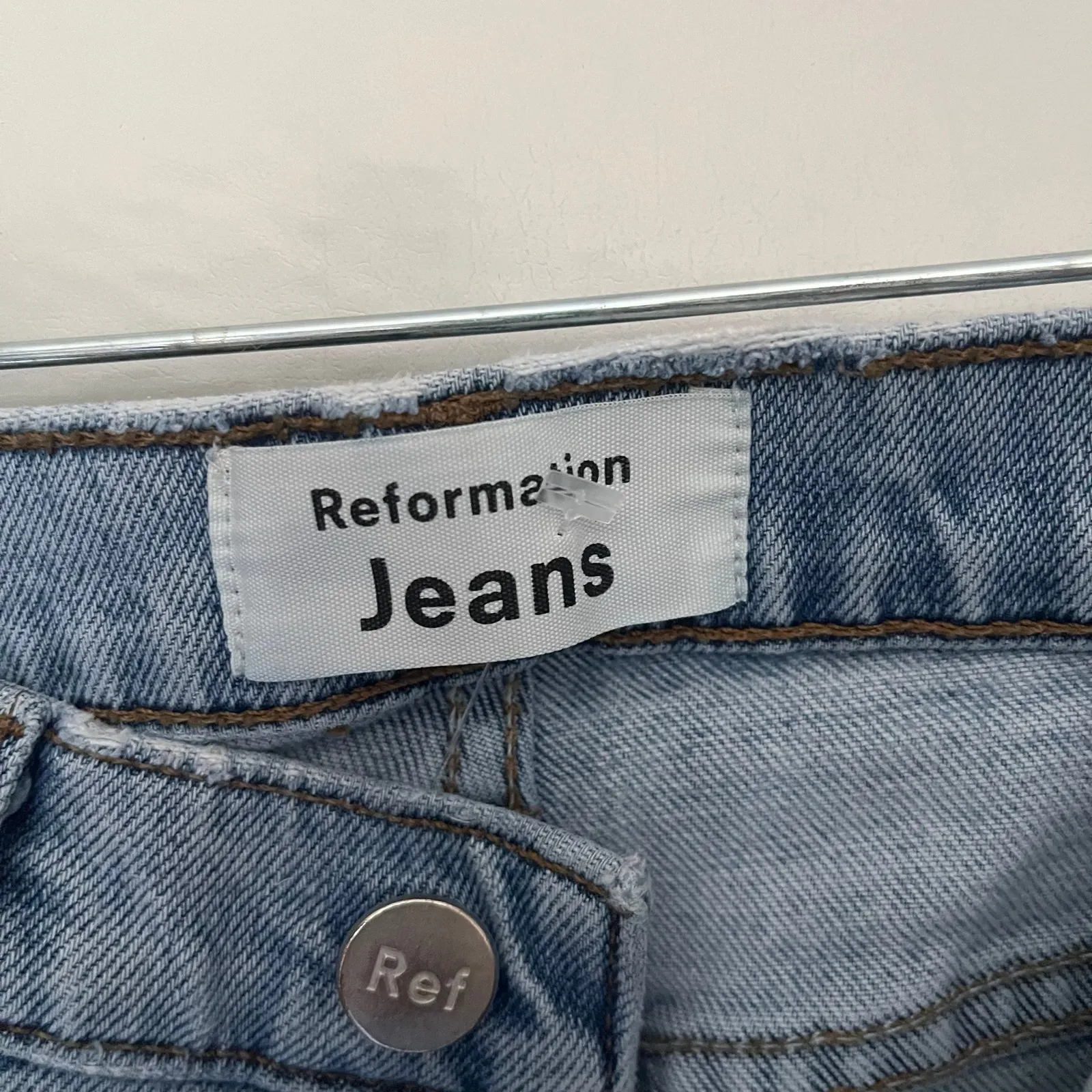 Reformation Y2K High Skinny Ankle Womens Jeans Sz 23 Distressed Sustainable Blue - Image 8