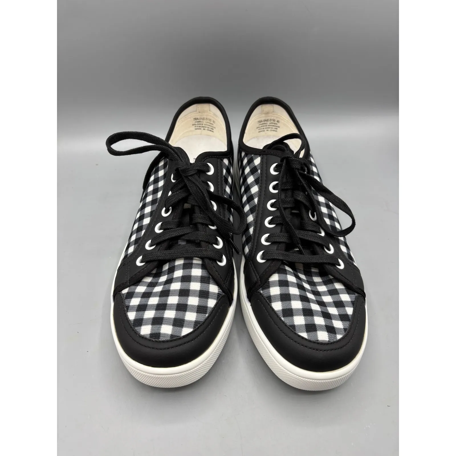 TRAQ Alegria Sneaq‎ Sneakers Womens 40 Black White Gingham Plaid Comfort Shoes Size 9.5 - Image 2