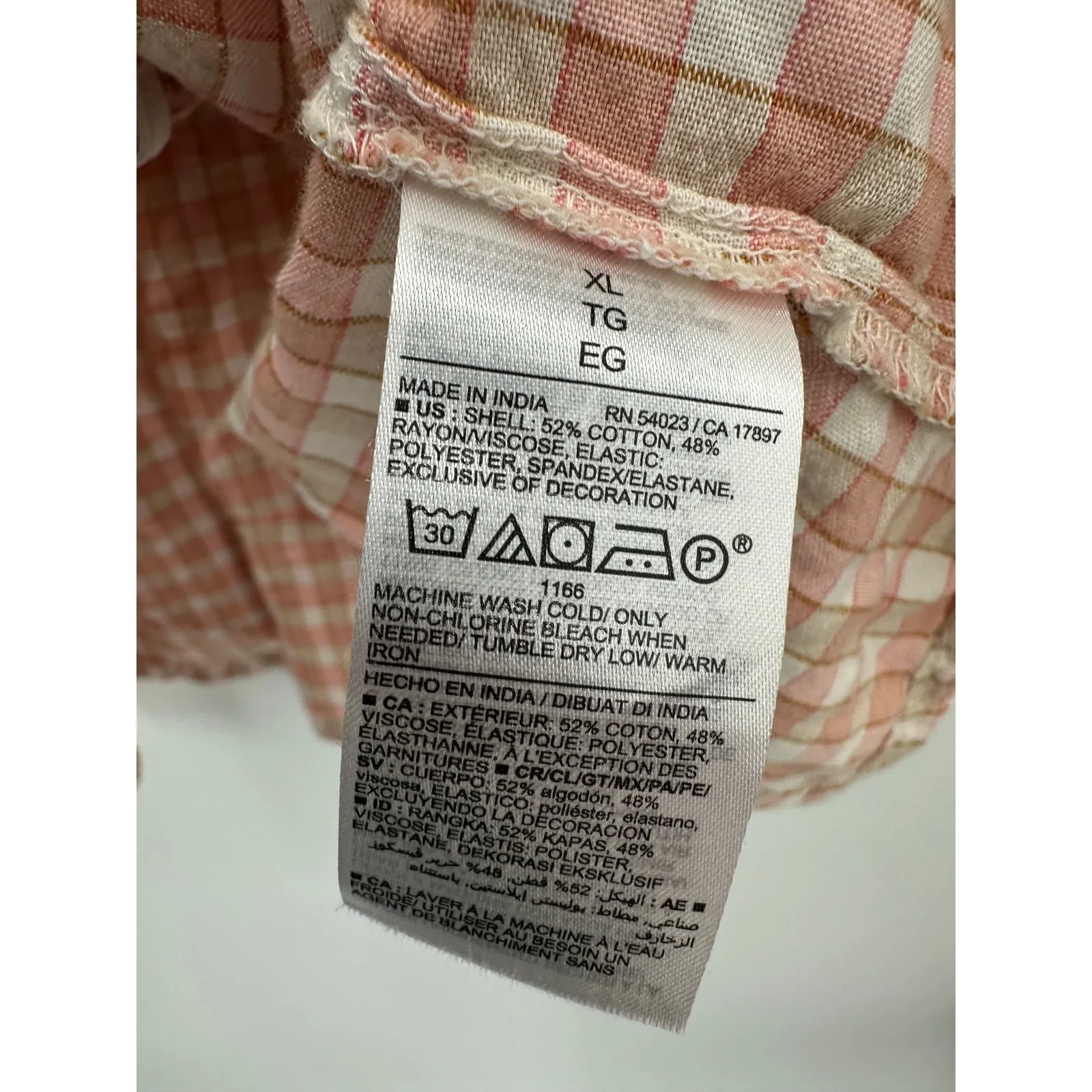 Old Navy Top Women XL Pink Plaid Square Neck Shirt Milkmaid Cottagecore Babydoll - Image 7