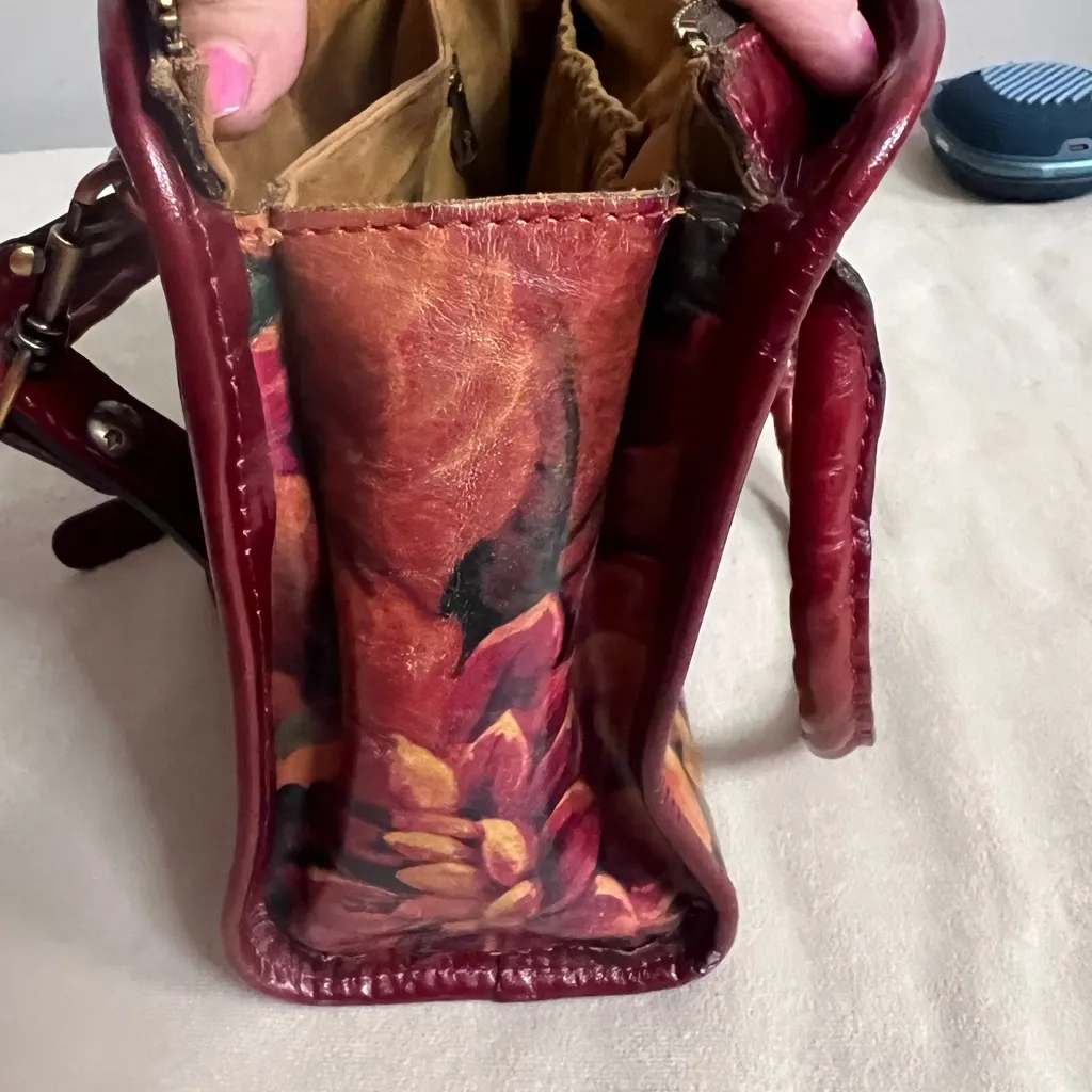 🌺 PATRICIA NASH RARE VINTAGE FLORAL LEATHER SATCHEL / CROSSBODY 🌺 - Image 6