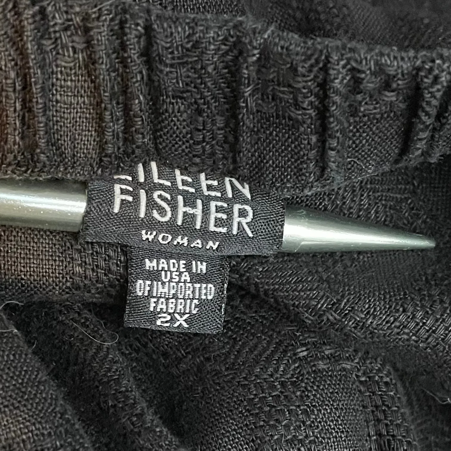 Eileen Fisher Black Textured Linen Long Maxi Skirt Classic Minimalist Plus 2X - Image 6