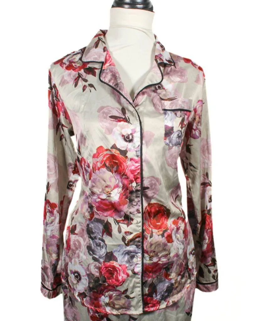 Vintage Y2K Gilligan & O’Malley Floral Silky Pajama Set Womens Med Purple - Image 4