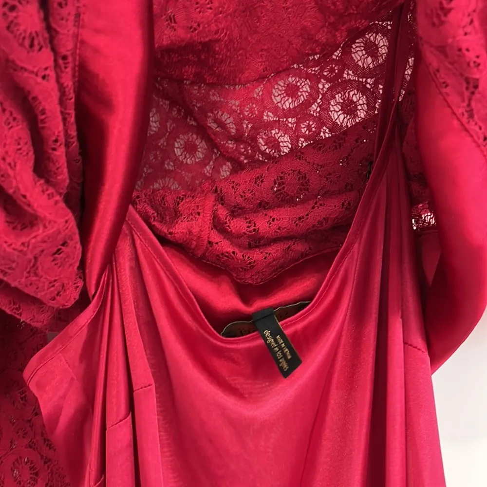 Laundry by Shelli Segal Size 2 Red Lined Lace and Satin Shift Dress - Image 10