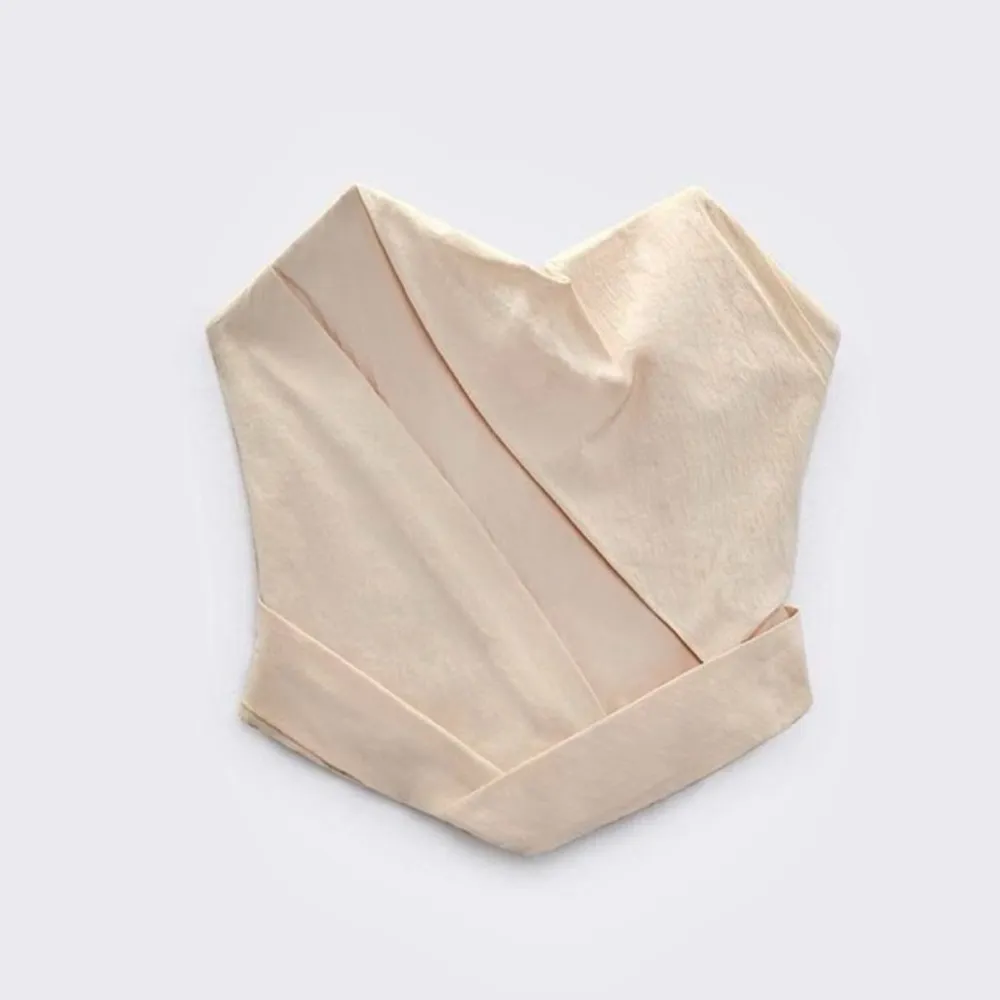 Zara NWT asymmetrical pleated ruched boned corset ivory off white cream top - Image 6