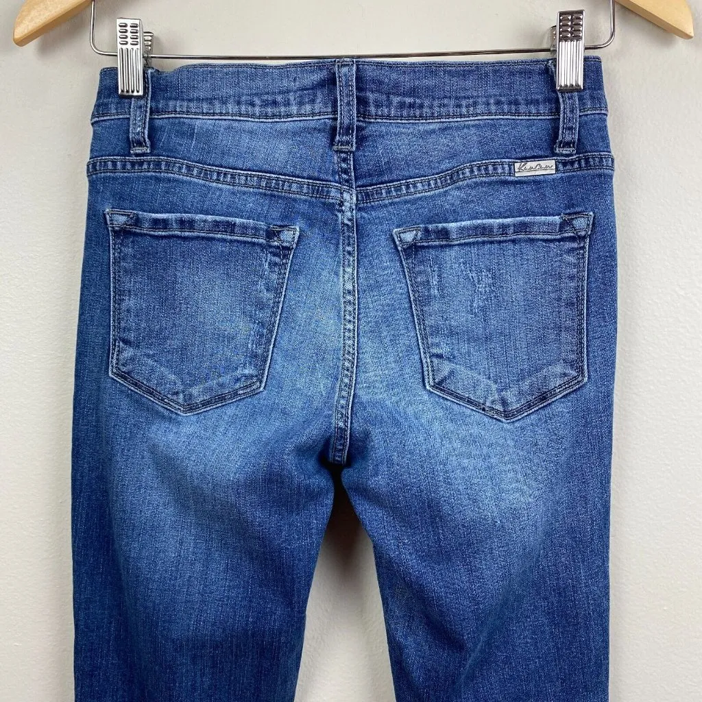 Kancan Skinny Jeans 25 Distressed Stretch Denim Medium Wash Blue Low Rise - Image 6