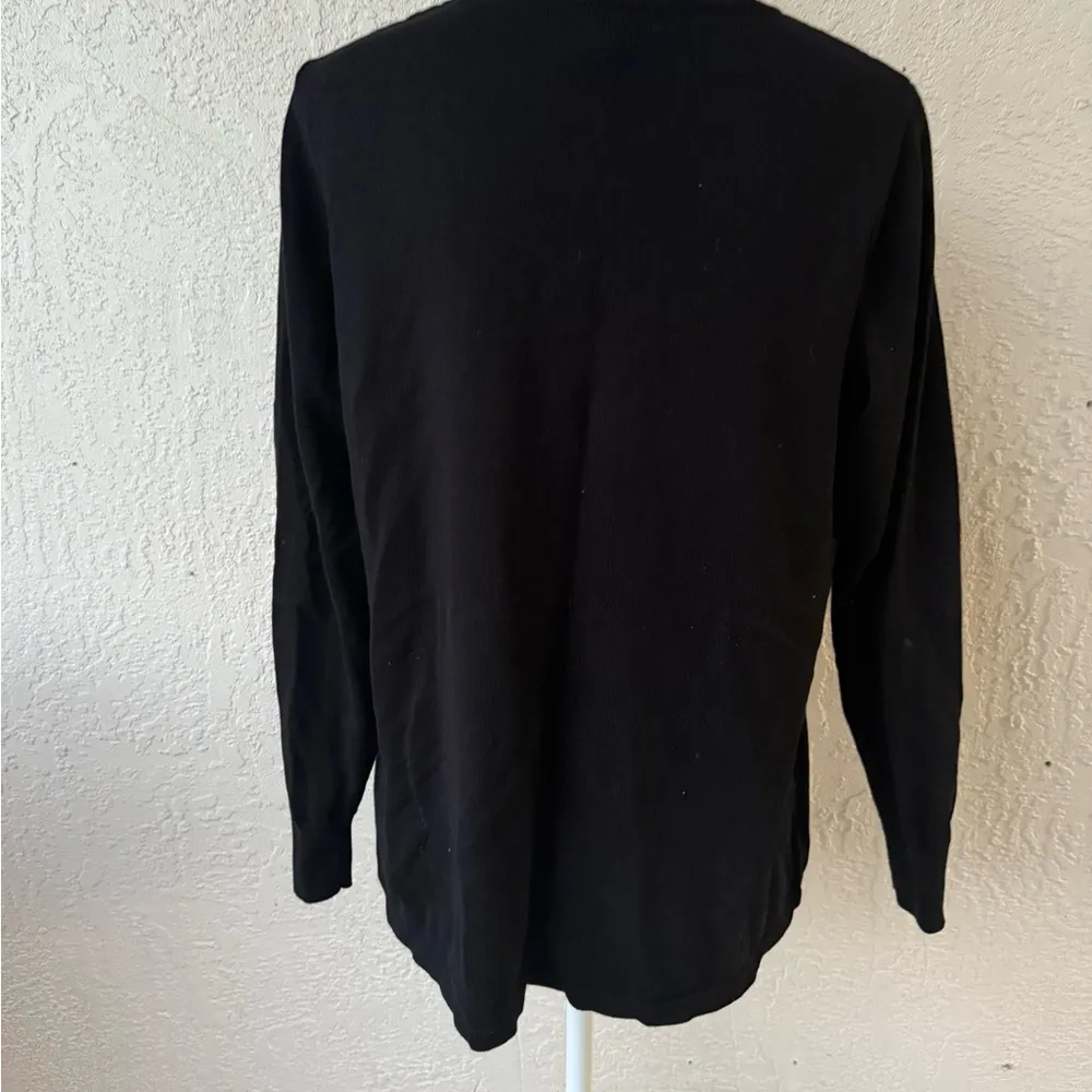 Ladies Medium Black Button Up Sweater Bob Mackie Wearable Art Beaded Pearls QVC - Image 3