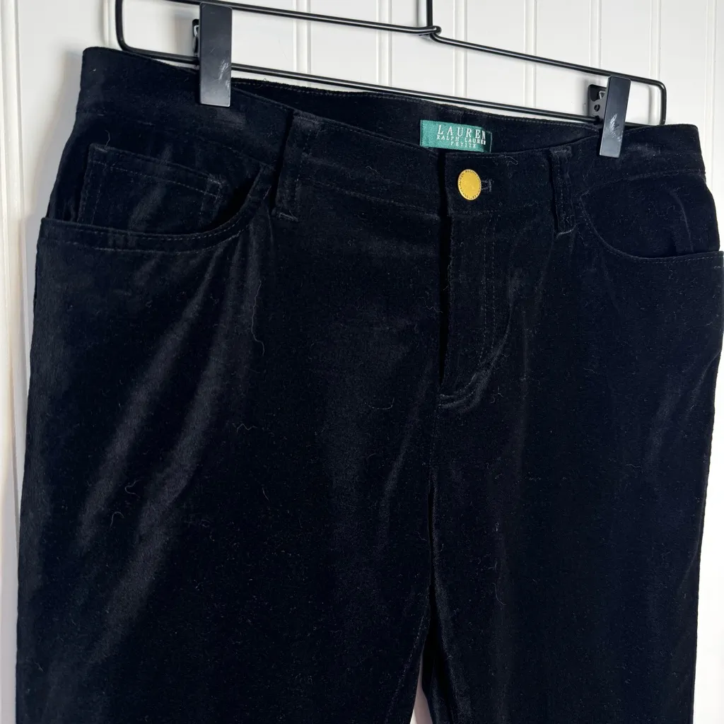 Lauren Ralph Lauren Black Velvet Straight Leg Dress Pants Women’s Size 8 Petite - Image 3