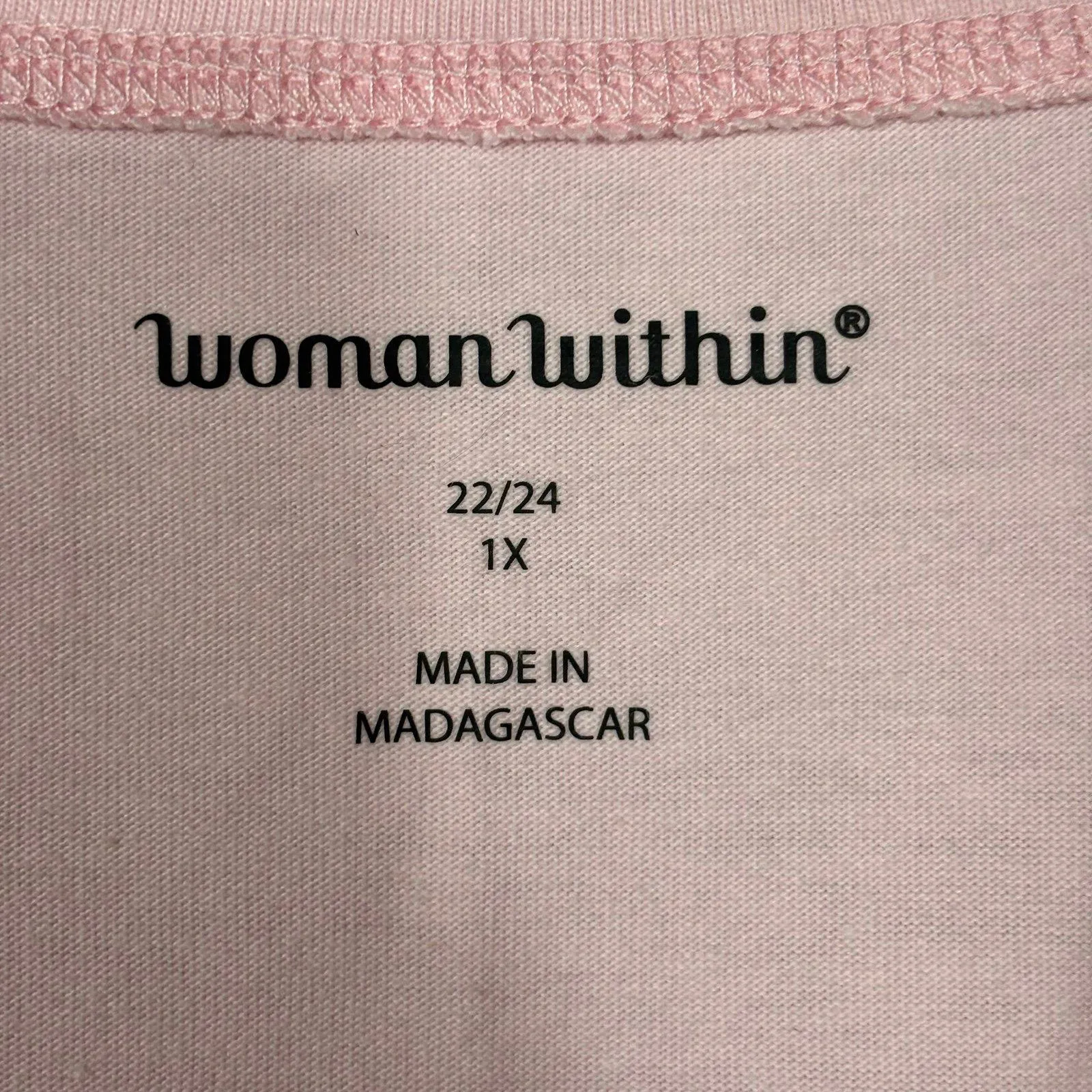 Woman Within Pink Floral Print V-Neck T-Shirt 1X 22/24 - Image 3