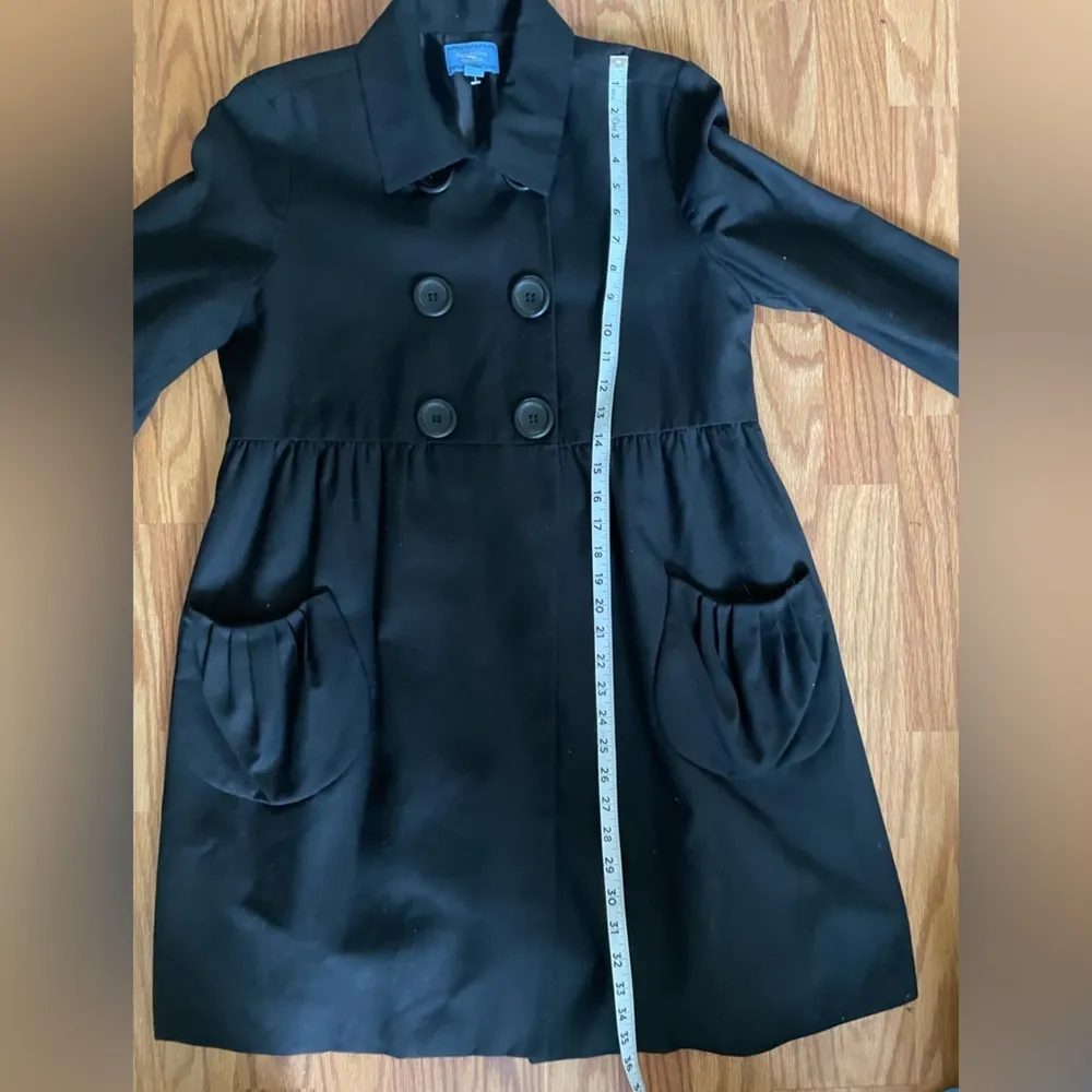 Simply Vera Vera Wang Women’s Black Wool Blend Trench Swing Coat Sz M - Image 11