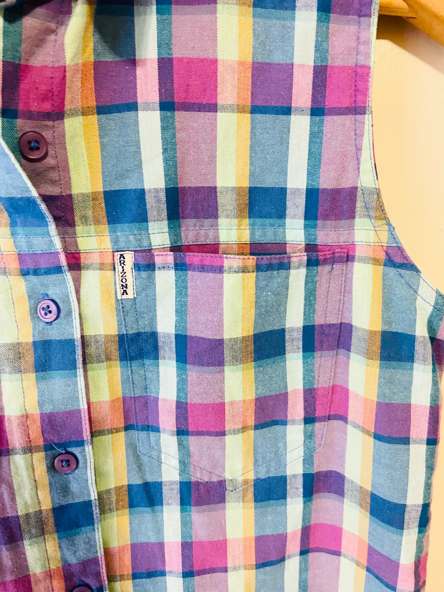 NWOT Y2K Arizona jeans plaid mom sleeveless blouse - Image 3