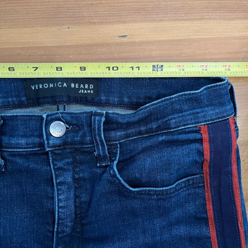 Veronica Beard Carolyn High-Rise Baby-Boot Jean Midnight Wash Tux Stripe Sz 29/8 - Image 9