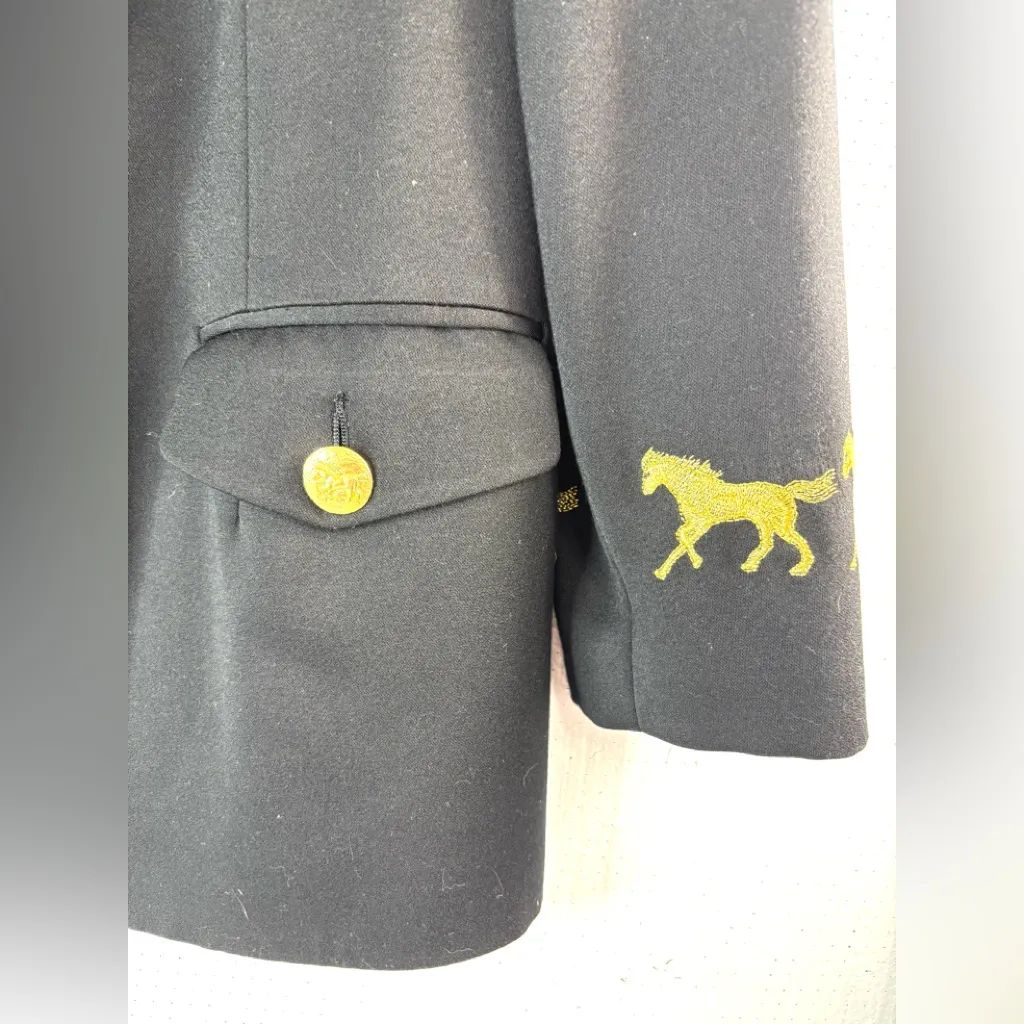 Elegant Equestrian S Women's Show Blazer w Gold Horse Embroidery and Buttons Black - Image 4