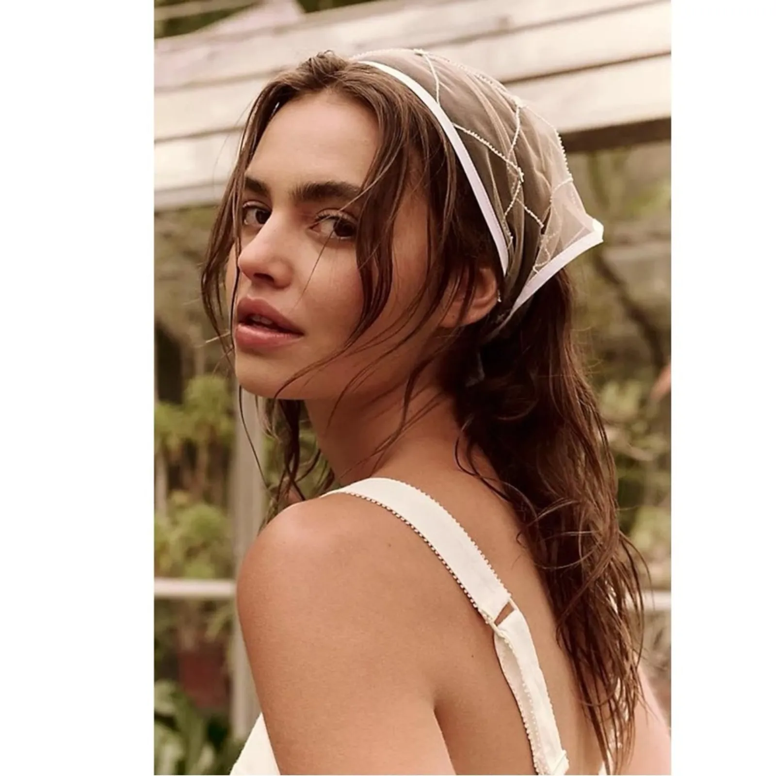 Free People NAMJOSH Sheer Affection Hair Scarf Neutral Dainty Sheer Coquette NWT - Image 15