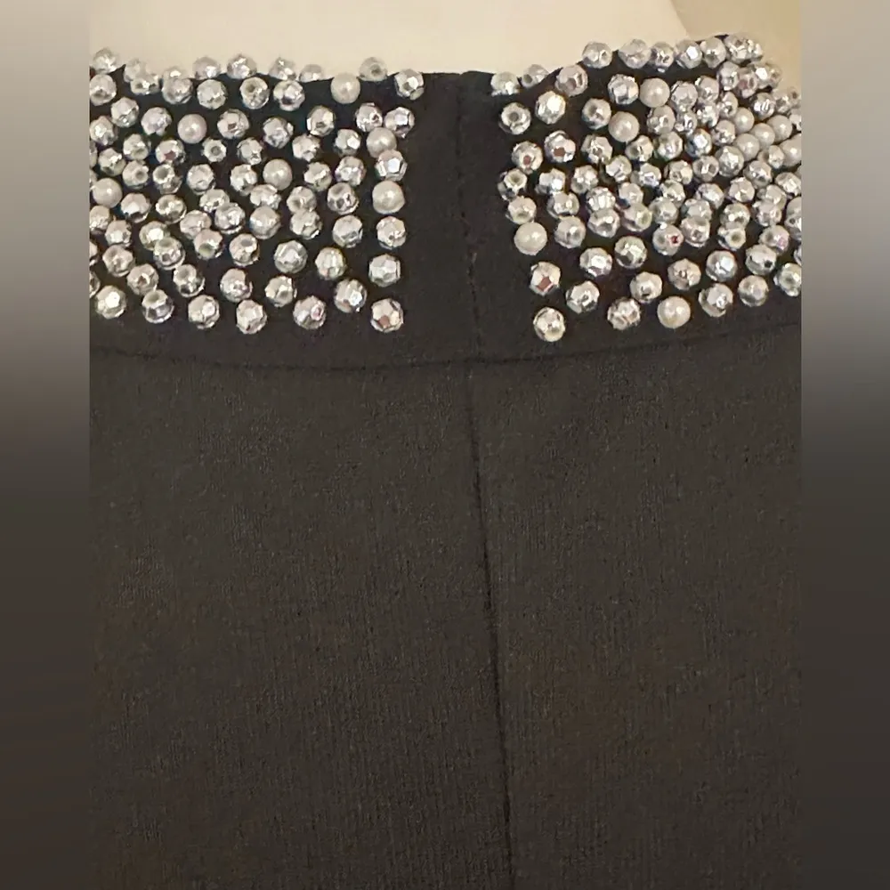 Nik & Nash Black Sleeveless Sheer Dress beaded Collar. Sz XL - Image 6