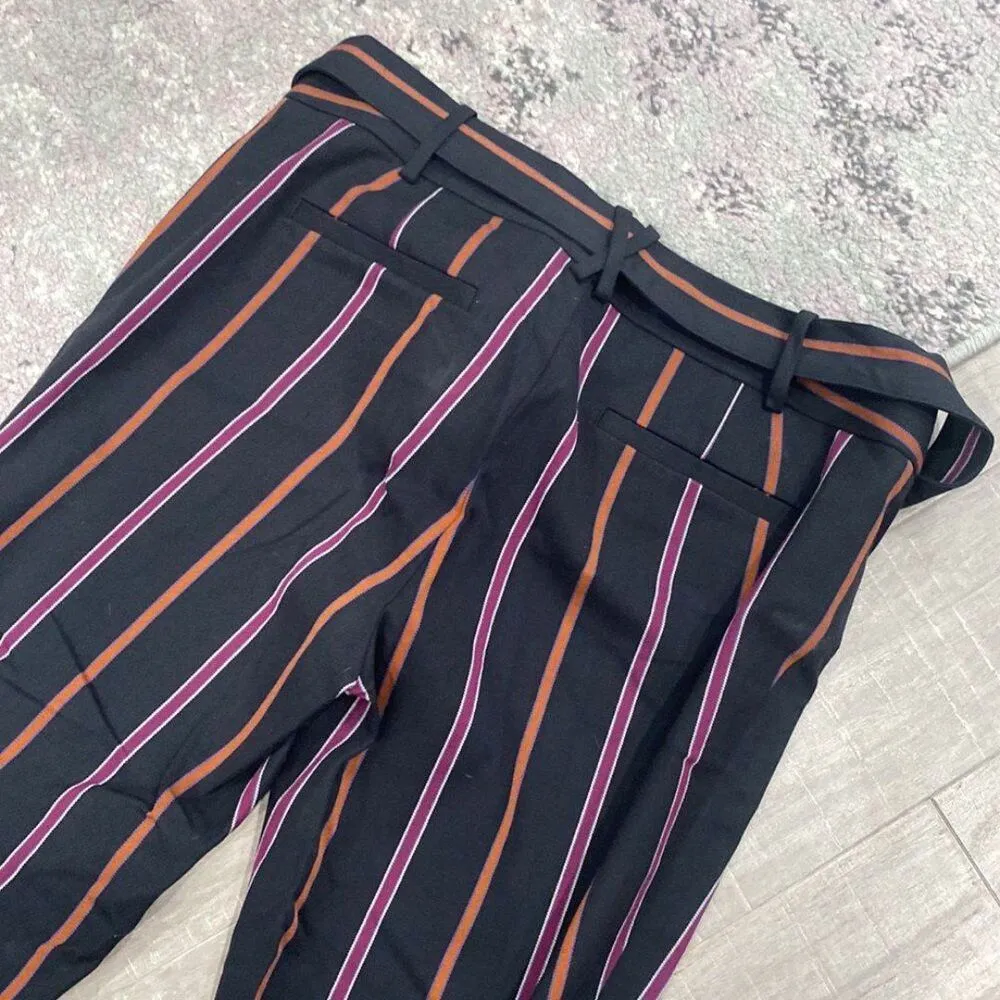 Anthropologie Women's Essential Slim Purple Pinstripe Belt Dress Pants  Sz 8 - Image 6