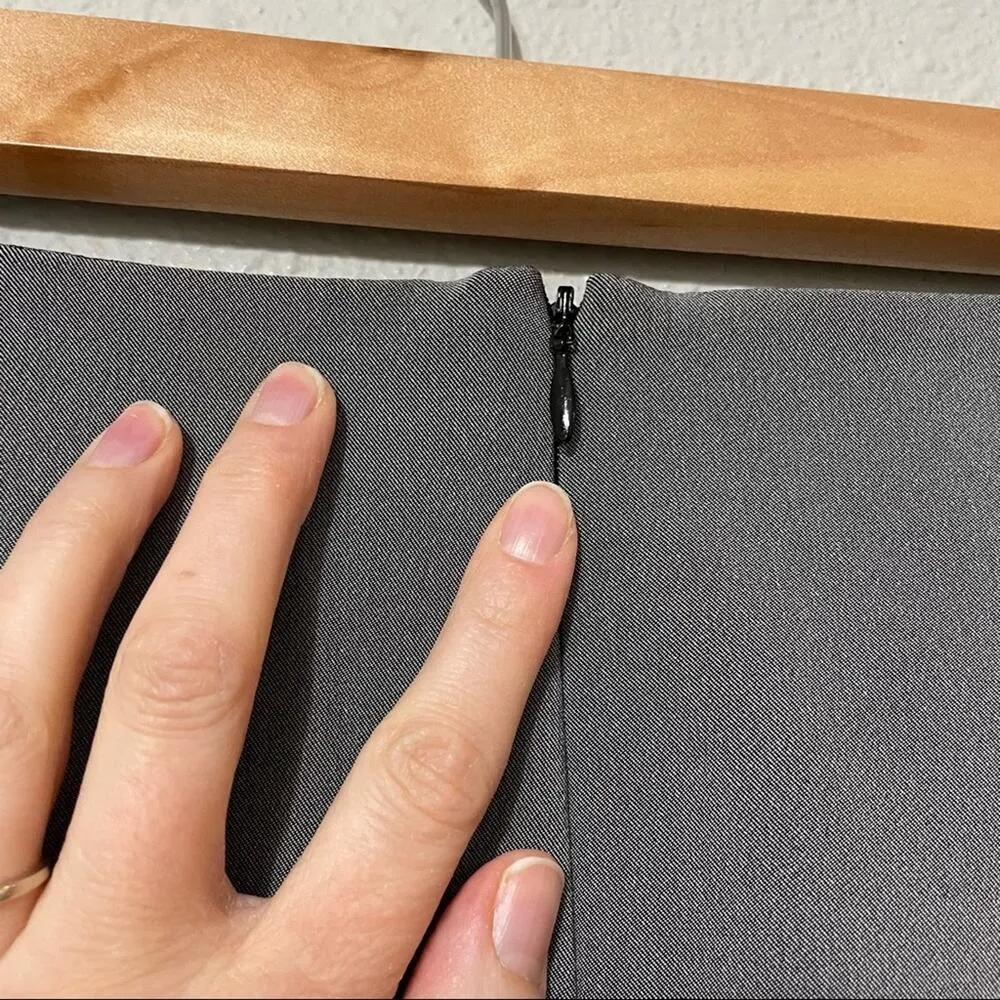 Bebe Grey Stretch Front & Back Slit Dark Academia Pencil Skirt Womens 4 Preppy - Image 6