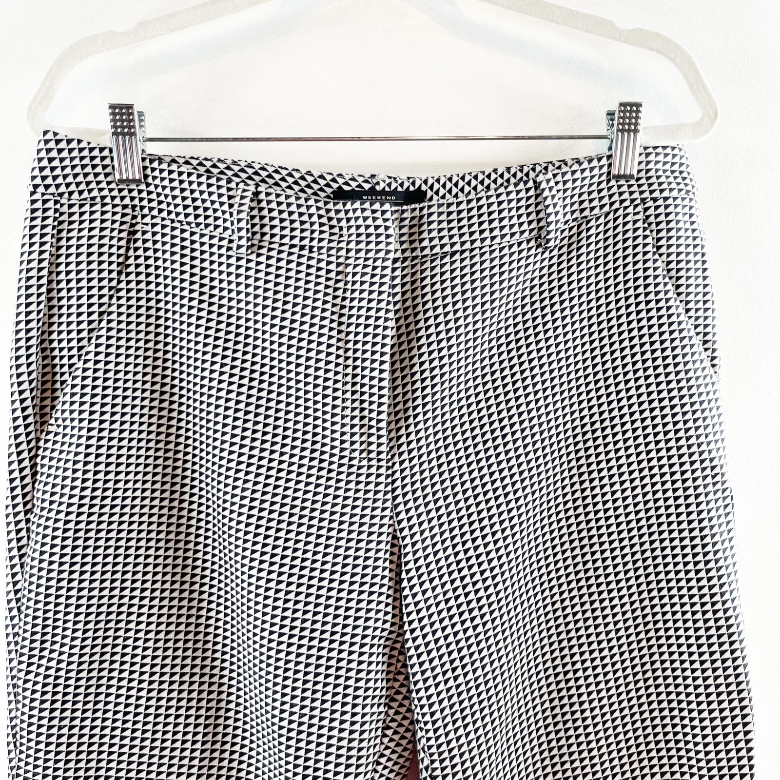 Weekend Max Mara High Rise Houndstooth Trouser Pants Gray 14 - Image 3