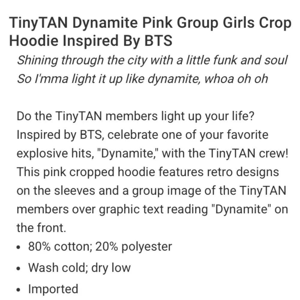 TINY TAN BTS KPOP Crop Pull Over Hooded Sweatshirt Women’s Teen Size L - Image 15