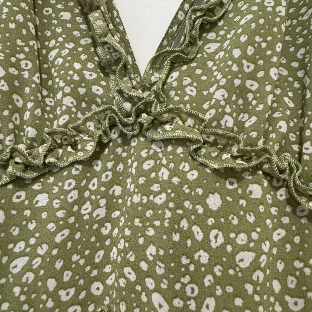 Low Back Cami Strap Dress Speckle Print Green - Image 3